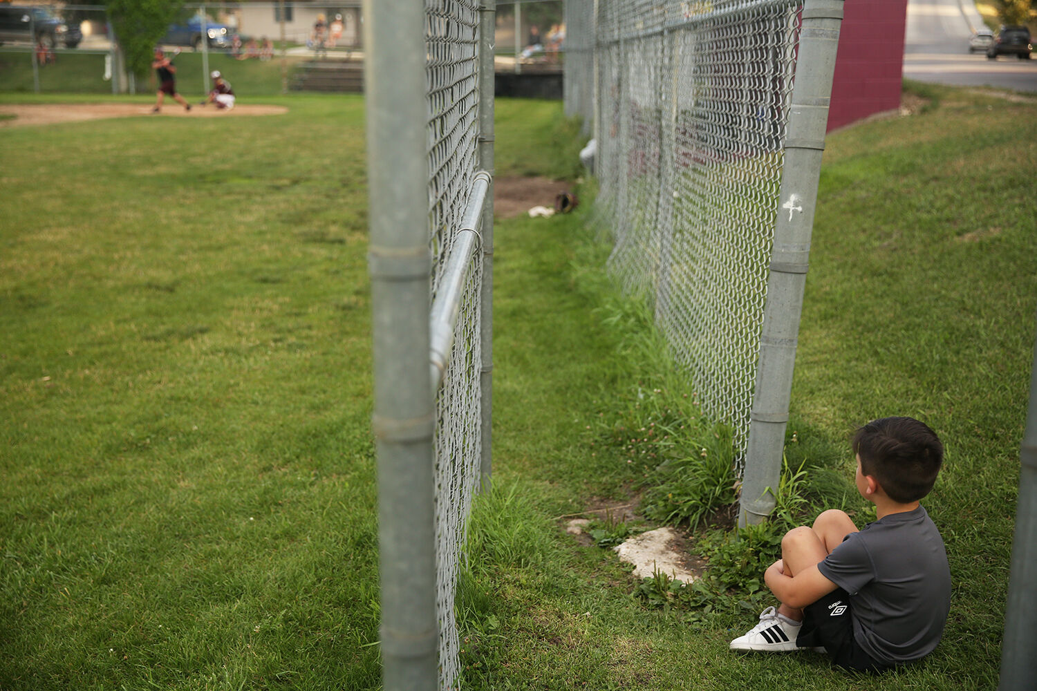 Chase Treseder, 5, watches the game for as long as possible